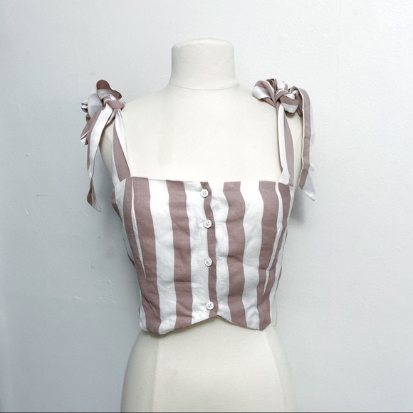 one way Tops - NET One Way Button Up Stripe Tank with Adjustable